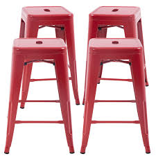 Metal kitchen stools 24 inch. Fdw Metal Bar Stools Set Of 4 Counter Height Barstool Stackable Barstools 24 Inch 30 Inch Indoor Outdoor Patio Bar Stool Home Kitchen Dining Stool Backless Bar Chair Red 24 Buy Online