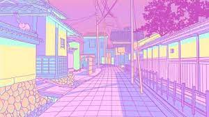 Pastel Japan Cats And Alleyways Illustrations Anime Scenery Wallpaper Aesthetic Desktop Wallpaper Cute Desktop Wallpaper