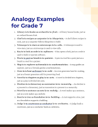 100+ Analogy for Grade 7 Examples