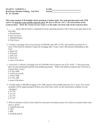 Exam Ii Version A With Answers