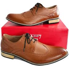 Mens Brown Leather Derby Brogue Shoes Brown Brogues Childrensspecialoccasionwear Co Uk