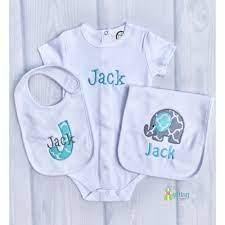 Monogrammed Baby Boy Gift Set Personalized Bib Burp Cloth Etsy