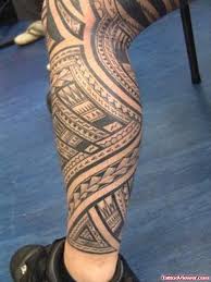 Can a man get a tattoo on his leg? Red Ink Tribal Leg Tattoo For Men