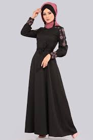 Elbise Nakisi Incili Elbise Pl841 1 Siyah Fashion Dresses Nun Dress