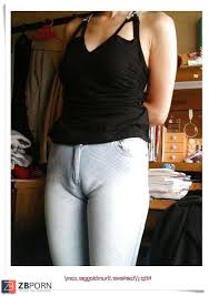 Walking with her cameltoe draping out