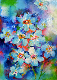 Forget me not flowers painting. Abstract Relief Modern Blue Flowers Painting Forget Me Not Floral Palette Knife Painting Painting By Soos Roxana Gabriela Saatchi Art