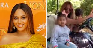 Beyoncé in palomo spain floral overcoat with one month old twins sir and rumi. Beyonce Shares Video Of Twins Sir And Rumi