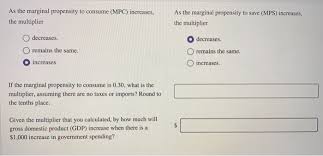 Rasio kedua faktor tersebut disebut dengan mpc (marginal propensity to consume) yang artinya adalah semakin tinggi nilai pendapatan rumah tangga maka. Solved As The Marginal Propensity To Consume Mpc Increa Chegg Com