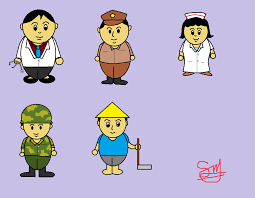 Manajer karakter kartun, koki, polisi, pelayan, penyanyi. 26 Gambar Kartun Profesi Berwarna Kumpulan Gambar Kartun