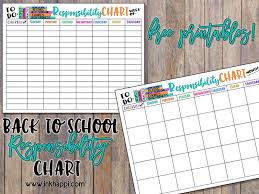Printable Back To School Responsibility Chart