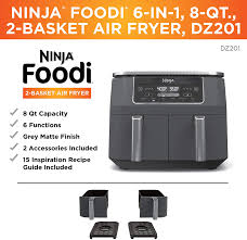 Ninja Dz201 Foodi 6 In 1 2 Basket Air Fryer With Dualzone Technology 8 Quart Capacity And A Dark Grey Stainless Finish Walmart Com Walmart Com