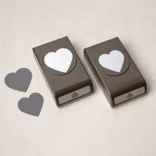 Use the su dotted scallop ribbon border punch and a paper crimper to create this scallop border around a heart shape by tinycarmen on indulgy.com. Stampin Up Punches