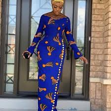 Africablooms Ccom Blue African Print Dress Long Dashiki Blue Wedding Dress Best African S In 2020 Ankara Gown Styles African Dress Latest African Fashion Dresses