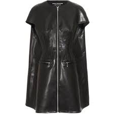 Junya Watanabe Faux Leather Cape Jacket 620 Liked On Polyvore Featuring Outerwear Jackets Women Leather Look Jackets Clothes Design Fake Leather Jacket