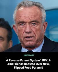 The conspiracy-pushing health secretary joined other officials to reveal  the Trump administration's "upside-down" dietary guidance.  https://www.huffpost.com/entry/rfk-jr-new-inverted-food-pyramid-dietary-guidelines_n_695f042fe4b07c5009386bd1?ncid_tag  ...