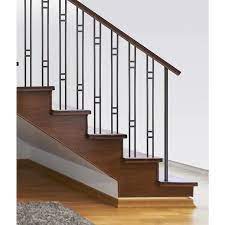 House Of Forgings Versatile 1 19 In X 48 In Satin Black Painted Wrought Iron Stair Newel Post Lowes Com Wrought Iron Stair Railing Indoor Stair Railing Stair Railing Design