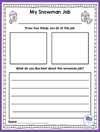 Snowmen At Work Activities Firstieland Work Activities Writing Jobs Winter Writing