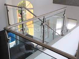 Glass Railing Chicago Square Surface Mid Post Handrail Steel Railing Stainless Steel Railing Miami Interior Design