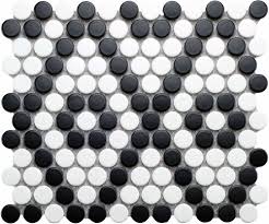 Black And White Penny Tile Penny Round Mosaic Tile Black White Pattern 10 X 9 Penny Round Mosaic Porcelain Mosaic Tile Penny Round