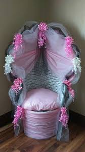 Decorated Wicker Baby Shower Chair By Vivian Lopez Baby Shower Chair Girl Baby Shower Decorations Carnival Baby Showers