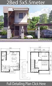 Small Home Design Plan 5x5 5m With 2 Bedrooms Home Design With Plan Small House Design Plans Small House Design Modern House Plans