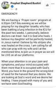 Thanks to her celebrity parents. Prophet Bushiri Begs For Prayers For His Critically Ill Daughter Gambakwe Media