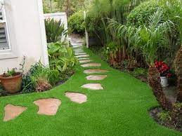 Synthetic Grass Grids Pavers Stepping Stones Tropical Landscaping Artificial Grass Backyard Fake Grass Backyard