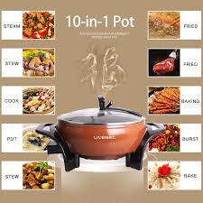 Liven Electric Skillet Electric Pan Electric Hot Pot Cast Aluminum Pot Body With Nonstick Surface Dia 26cm Depth 8 5cm 1500w Slow Cooker Crock Pot Pot Hot Pot
