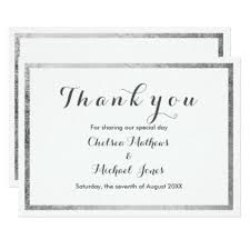 Simple Elegant White Faux Silver Modern Thank You Card Wedding Invitations Cards Custom Invitation Card Design Wedding Thank You Cards Thank You Cards Cards