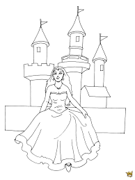 Princesse Devant Le Chateau Est Un Coloriage De Princesse