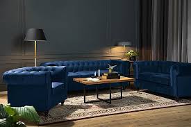 Trademax tilbyder blå veloursofaer i flere forskellige designs. Chesterfield Lyx Sofa 2 Personers Bla Velour Trademax