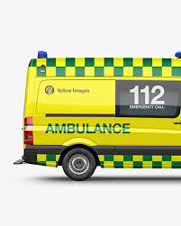 Download Van Ambulance Mockup Side View In Vehicle Mockups On Yellow Images Object Mockups PSD Mockup Templates