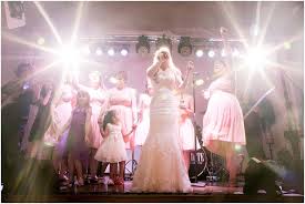 Austin Based Wedding Band Blind Date Characteristically Pulls Bride And Or Groom On Stage To Sing Always A Crowd Fav Wedding Wedding Classic Pink Chiffon Gown