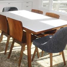 White And Walnut It S A Great Combination This Westelmgr Table And Chairs Are Perfectly Mid Century And Minimalist Also Those Schoolhouse Electric Pul Dining Chairs Dining Room Design Wood Dining Chairs