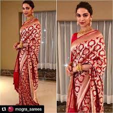 Repost Mogra Sarees Deepikapadukone In A Beautiful Brocade Banarasi Saree Pic Courtesy Pinterest Leenain Saree Look Indian Saree Blouse Saree Styles