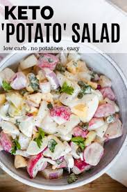 Keto Potato Salad Recipe 2g Net Carbs Ketofocus Recipe In 2020 Potatoe Salad Recipe Keto Side Dishes Radish Recipes