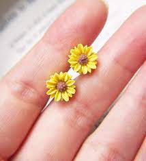 Petite Sunflower Earrings Sunflower Jewelry Cute Jewelry Earrings