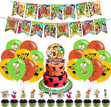 Amazon.com: Flints_tones Pebbles - Telón de fondo de bambú para suministros  de fiesta de cumpleaños, las decoraciones de fiesta de cumpleaños incluyen  pancarta, decoración de pastel, globos para niños y niñas