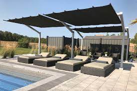 Add drop curtains or insect curtains and a ceiling fan to make a free standing oasis destination. Freestanding Retractable Canopy Milton Shadefx