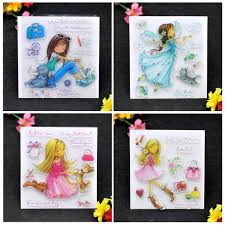 As well as being called acrylic stamps they may be called polymer stamps, photopolymer stamps, clear rubber stamps or any variation on the above. Amazon Com Kwan Crafts 4 Sheets Different Style Girl Cat Clear Stamps For Card Making Decoration And Diy Scrapbooking Arts Crafts Sewing