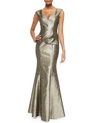 Black Halo Eve Wren Folded Metallic Tweed Gown Designer Evening Dresses Women S Evening Dresses Dresses