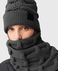 Women Dark grey melange Falabella Cable-Knit Beanie