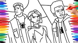 Now he has to follow in the footsteps of his mentor and defend his home and city. Spiderman Into The Spiderverse Miles Morales Peter Parker And Gwen Spiderman Coloring Pages Youtube