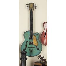 String guitar miniature replica silver tone 3 x 5.5 resin stone tabletop clock. Harper Willow 14 In X 35 In Red And Aqua Metal Electric Guitar Wall Decor 51876 At Tractor Supply Co