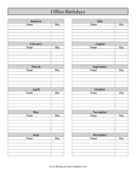 Birthday Calendar One Page Template Birthday Calendar Office Birthday First Page