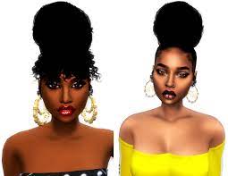 Bun With Curly Bangs Curly Bun Without Bangs Sims 4 Black Hair Sims 4 Curly Hair Sims Hair