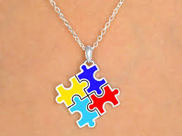 4 or 12 bulk large autism awareness charms, enamel charm, autism ribbon, enamel, puzzle piece 39x25mm | ships immediately from usa | mc869. Autism Awareness Puzzle Piece Pendant Necklace