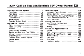 2007 Cadillac Escalade Owners Manual Just Give Me The Damn
