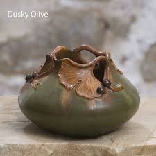 Ginkgo Branch Dusky Olive Vase By Ephraim Pottery Ceramics Pottery Vase Ephraim Pottery Ceramics