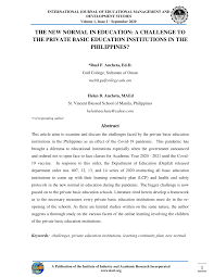 Maybe you would like to learn more about one of these? Pdf The New Normal In Education A Challenge To The Private Basic Education Institutions In The Philippines